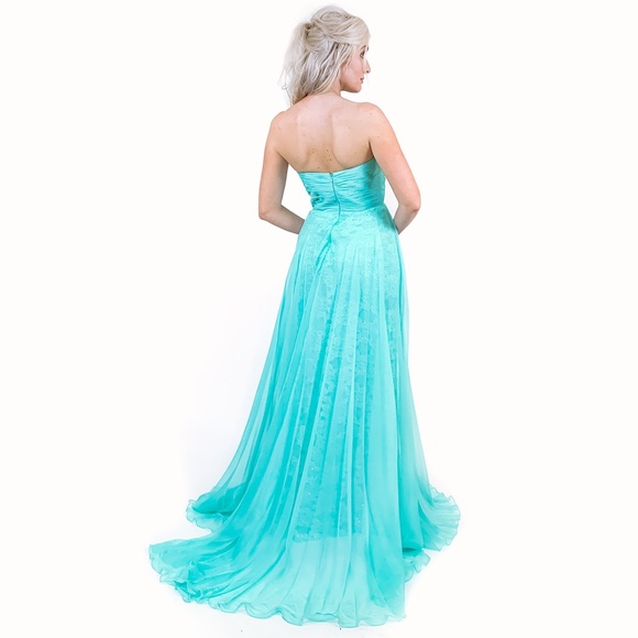 Mint Green Pageant Dress with Overlay Train - Picture 6 of 8